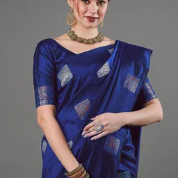 CaniBani Woven Design Zari Silk Blend Heavy Work Banarasi Saree image 3