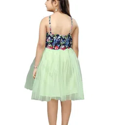 BAESD Floral Print Halter Neck Net A-Line Midi Dress image 4