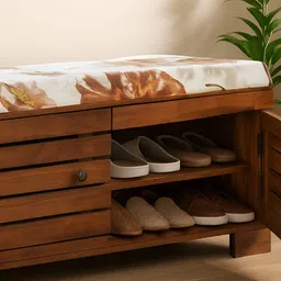 GLOBALLY INDIAN Brown Printed Wooded 2 Tier Shoe Stand image 5