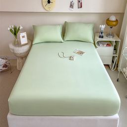 JC HOME Green 220 TC Pure Cotton Fitted King Bedsheet Set 2 m x 1.8 m-picture-29