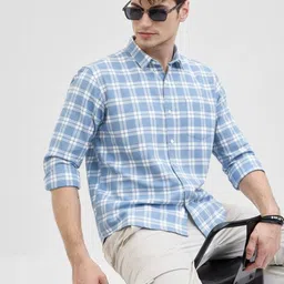 OTUS Men Classic Slim Fit Tartan Checks Checked Casual Shirt-picture-11