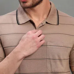 SZN Men Striped Polo Collar Moisture Wicking T-shirt image 5