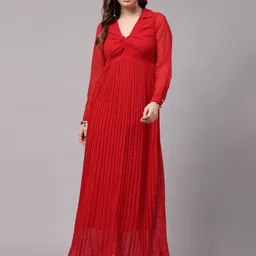 aayu Women Fit and Flare Red Maxi/Full Length Dress-picture-25