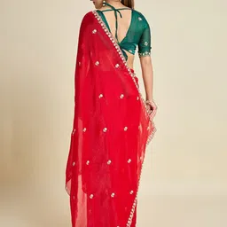 Branzios Embroidered Beads and Stones Pure Chiffon Saree image 2