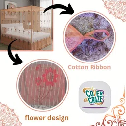 covercraze Daisy Flower Printed double bed 6/7x7/6 feet machhardani breathable fabric HDPE - High Density Poly Ethylene Washable Adults Mosquito Net image 2