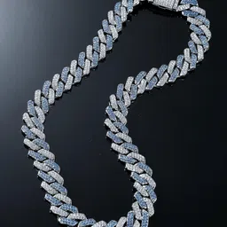 VAGHBHATT Stainless Steel Silver-Plated Rhinestone Studded Chain image 1