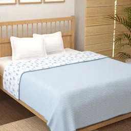 Story@home Blue & White Floral AC Room 150 GSM Cotton Double Bed Dohar-picture-23