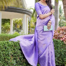 SATYAM WEAVES Woven Design Zari Silk Cotton Handloom Banarasi Saree-image-78