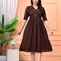 Set to Shine Shop Women Floral Embroidered Fit & Flare Dress-image-8