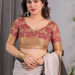 MAHARANI COUTURE Floral Pure Cotton Handloom Banarasi Saree image 5