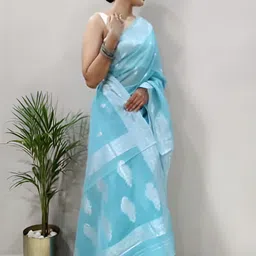 SWEETPEL Ethnic Motifs Woven Design Zari Banarasi Saree image 5