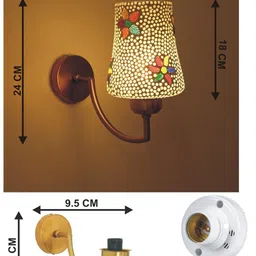 SOMIL Multicoloured Printed Glass Cylinder Shaped Wall Lamp image 4
