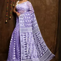 RIDDHIMAN FASHION Woven Design Pure Cotton Handloom Jamdani Saree-image-39