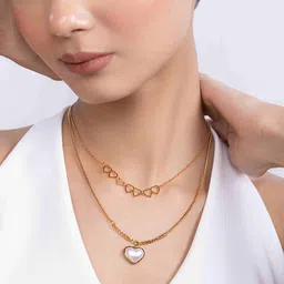 KAORI BY SHREYA AGARWAL Stainless Steel Gold-Plated Pearls And Heart Layered Chain-picture-36