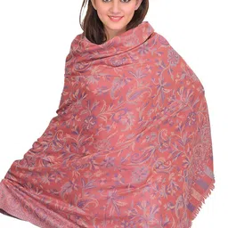 Exotic India Women Floral Woven Design Reversible Jamawar Woollen Shawl-picture-30