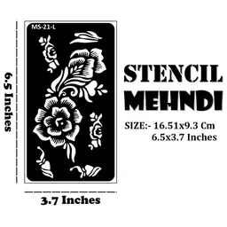 VOORKOMS Set Of 3 Mehndi Stencil Sticker Designs With Detailed Floral & Leaf image 4