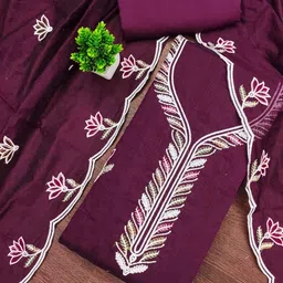 KALINI Women Cotton Blend Embellished Dress Material-image-93