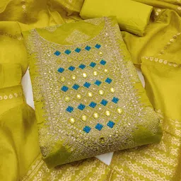 ICCHIT FAL Embroidered Art Silk Unstitched Dress Material image 2