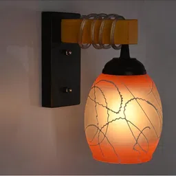 1ST TIME Orange & Orange Textured Wood Contemporary Wall Lamp image 4