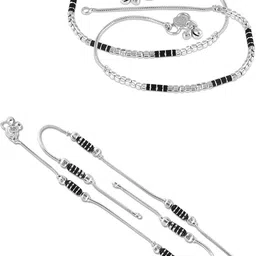 Heer Collection Set Of 2 Silver-Plated Ghungroo Beaded Anklets-picture-10