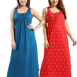 Inner Beats Women Pack Of 2 Multicoloured Cotton Blend Nightdress-image-78