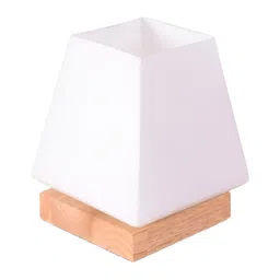 The Better Home Brown & Off White Wood & Diffused Glass Dimmable Table Lamp image 2