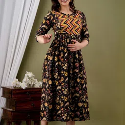 FASHION CLOUD Floral Printed Gotta Patti Pure Cotton Maternity Gotta Patti Angrakha Kurti image 3