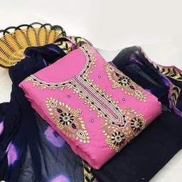 SAINOOR Embellished Semi-Stitched Dress Material-picture-24