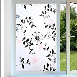 INDIAN ROYALS Black & Pink Floral Printed Self-Adhesive & Durable Window Sticker-image-53