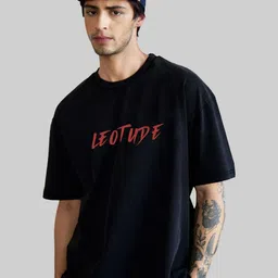 Leotude Men Graphic Printed Round Neck Oversized T-shirt image 4