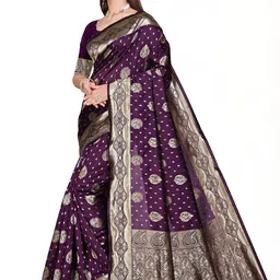 VASTRAAVEDAA Woven Design Zari Art Silk Handloom Banarasi Saree image 5