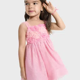 THE CHILDREN'S PLACE Floral Applique Fit & Flare Mesh Mini Dress-picture-25