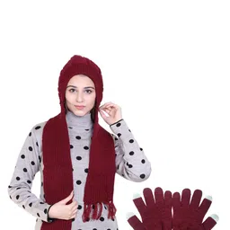 Gajraj Women Cap With Scarf & Touch Screen Fingers Gloves-picture-21