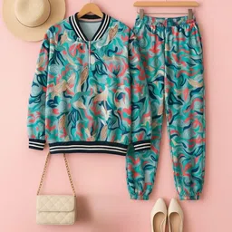 AUSTIVO Printed Mandarin Collar Sweatshirt With Trousers Co-Ords-image-55