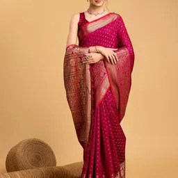 OFLINE SELECTION Woven Design Ethnic Motifs Zari Banarasi Saree-picture-17