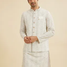 Manyavar Men Embroidered Woven Nehru Jacket image 5