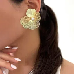 Celestique Pearls Studded Floral Shaped Studs-picture-16