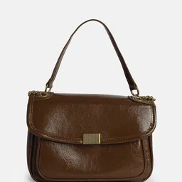 HAUTE SAUCE by Campus Sutra Women Textured Structured Leather Satchel Bag image 3