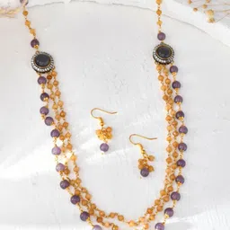 DASTOOR Layered Stone Studded & Beaded Jewellery Set-picture-30