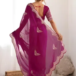 JAINICA Embellished Sequinned Organza Heavy Work Saree image 5