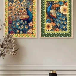 Kotart Yellow & Blue 2 Pieces Wooden Birds and Animals Wall Arts-picture-39