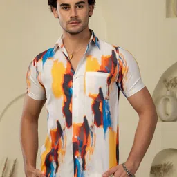 TANDUL Men Smart Slim Fit Abstract Printed Spread Collar Casual Shirt-picture-27