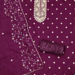 SHADOW & SAINING Floral Embroidered Sequinned Unstitched Dress Material image 2