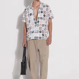 SHOWOFF Comfort Abstract Printed Cuban Collar Relaxed Fit Cotton Shirt image 3