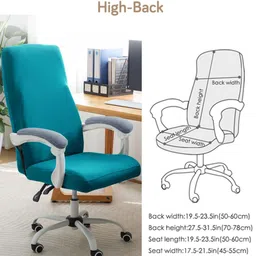 HOKIPO Dark Cyan 140 GSM Stretchable Executive High Back Chair Cover image 5