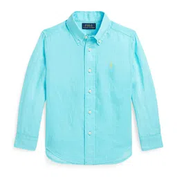 Polo Ralph Lauren Boys Solid Button-Down Collar Linen Casual Shirt-image-4
