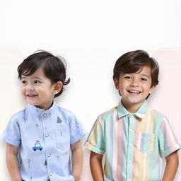 KIDGARB Multi Polycotton Cutaway Collar Printed Shirts-picture-26