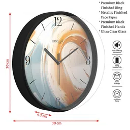RANDOM Black & Blue Printed Contemporary Analogue Round Wall Clock image 4