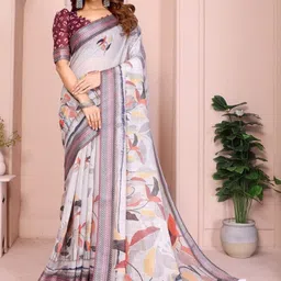 Aman's Impero Floral Linen Blend Saree-picture-29