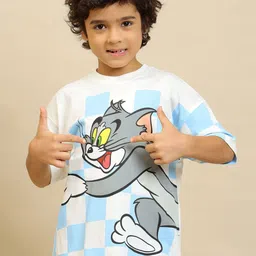 Kids Ville Boys Tom & Jerry Printed Pure Cotton Oversized T-Shirt-picture-25